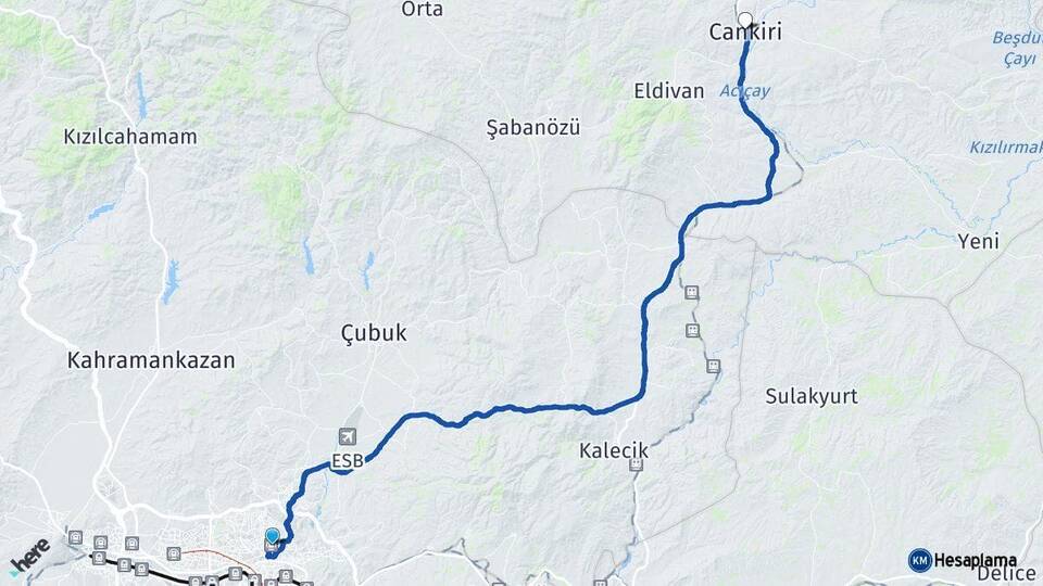 Ankara Keçiören Çankırı Arası Kaç Km - Yol Haritası