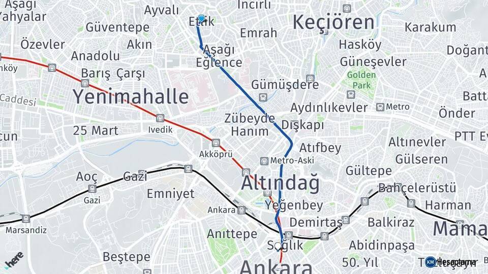 Etlik Kızılay Arası Kaç Km - Yol Tarifi