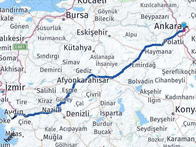 Ankara Keçiören Etlik Söke Aydın Arası Kaç Km - Yol Haritası