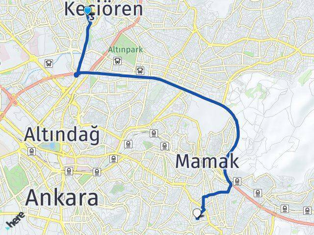 Kalaba Mamak Arası Kaç Km - Yol Tarifi