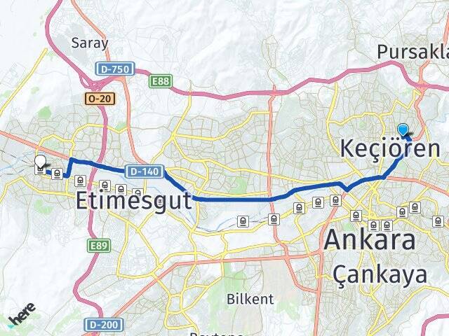 Kamil Ocak Sincan YHT Garı Arası Kaç Km - Yol Tarifi