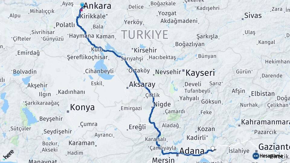 Ankara Keçiören Osmaniye Arası Kaç Km - Yol Haritası