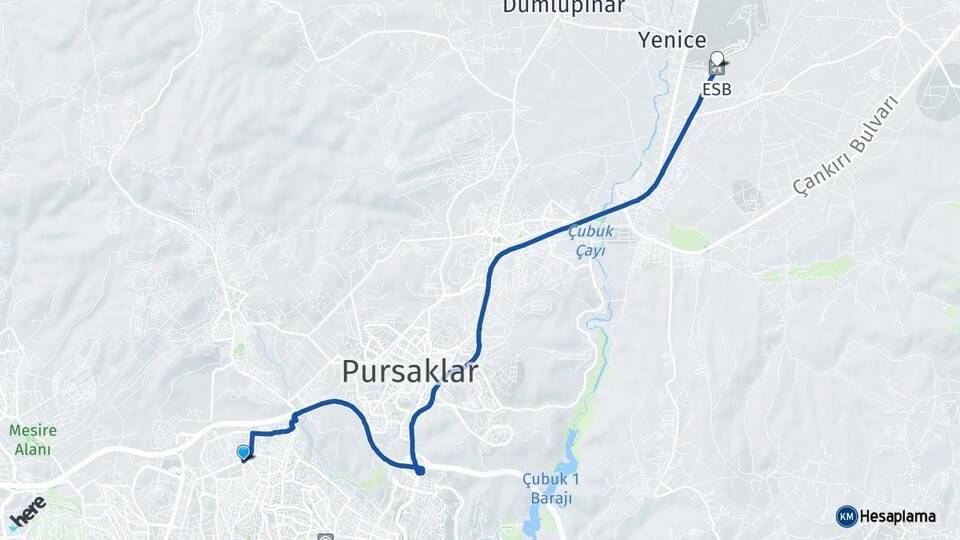 Ovacık Esenboğa Havalimanı Arası Kaç Km - Yol Tarifi