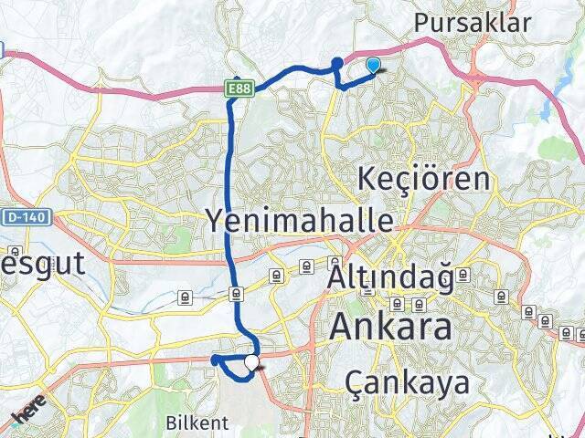 Ovacık Orta Doğu Teknik Üniversitesi (ODTÜ) Arası Kaç Km - Yol Tarifi