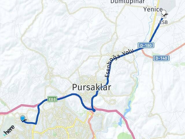 Yükseltepe Esenboğa Havalimanı Arası Kaç Km - Yol Tarifi