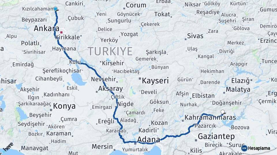 Kızılcahamam Adıyaman Arası Kaç Km - Yol Tarifi