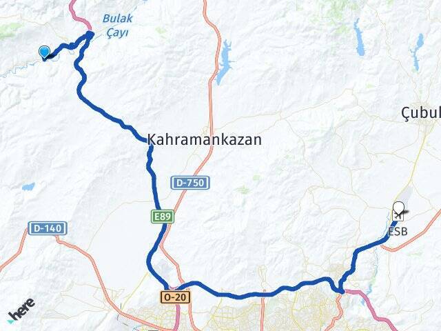 Alpagut Esenboğa Havalimanı Arası Kaç Km - Yol Tarifi