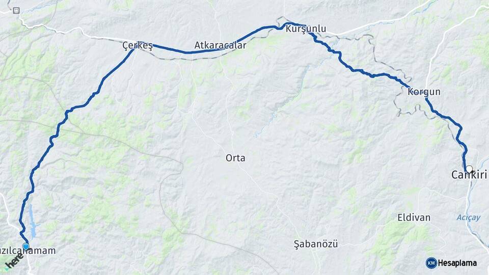 Ankara Kızılcahamam Çankırı Arası Kaç Km - Yol Haritası