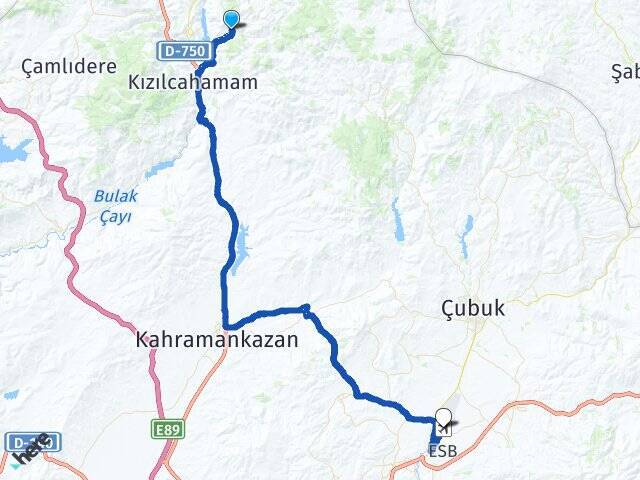 Çukurören Esenboğa Havalimanı Arası Kaç Km - Yol Tarifi