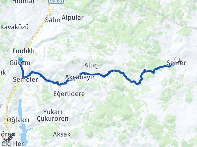 Güvem Semer Arası Kaç Km - Yol Tarifi