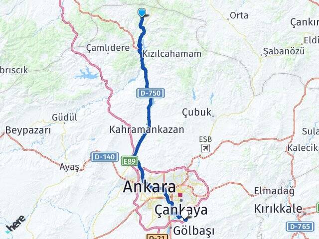 Kavaközü Yıldırım Beyazıt Üniversitesi Arası Kaç Km - Yol Tarifi