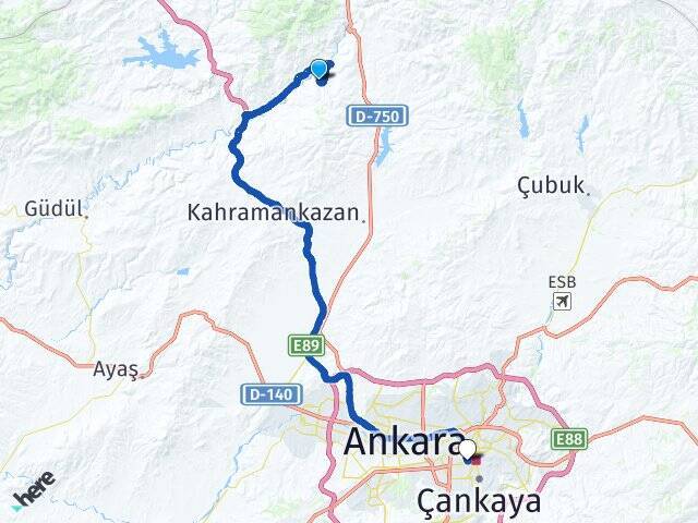 Kızılcaköy Hacı Bayram Veli Üniversitesi Arası Kaç Km - Yol Tarifi