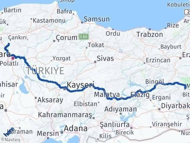 Ankara Kızılcahamam Muş Arası Kaç Km - Yol Haritası