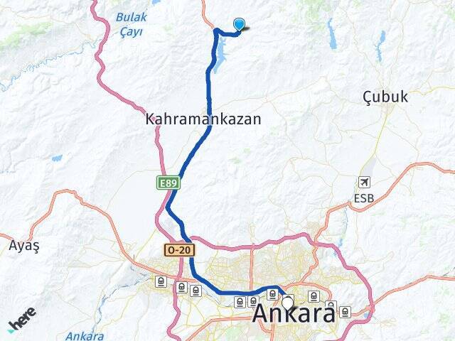 Pazar Hacı Bayram Veli Üniversitesi Arası Kaç Km - Yol Tarifi