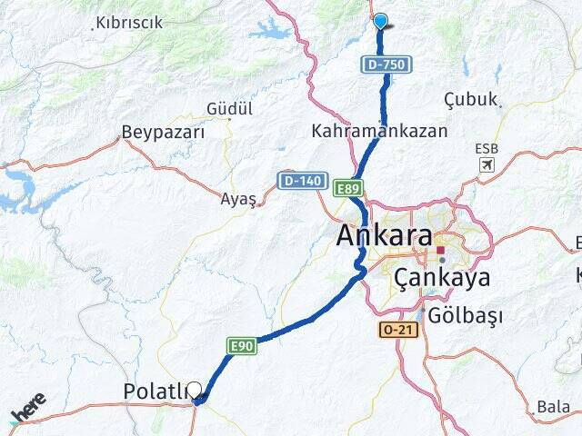 Üçbaş Polatlı YHT Garı Arası Kaç Km - Yol Tarifi