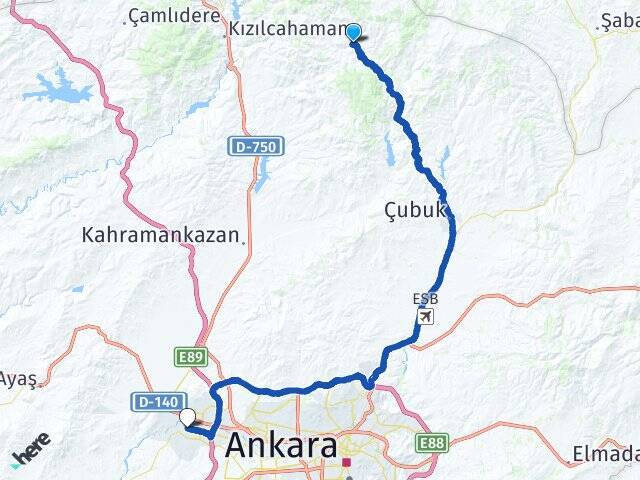Yıldırımçatak Sincan YHT Garı Arası Kaç Km - Yol Tarifi