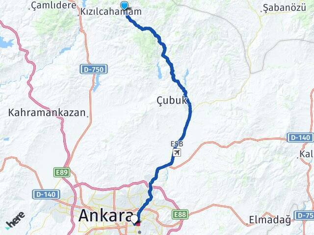 Yıldırımören Hacı Bayram Veli Üniversitesi Arası Kaç Km - Yol Tarifi