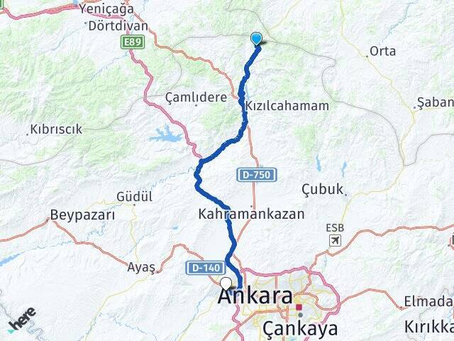 Yukarıçanlı Sincan YHT Garı Arası Kaç Km - Yol Tarifi