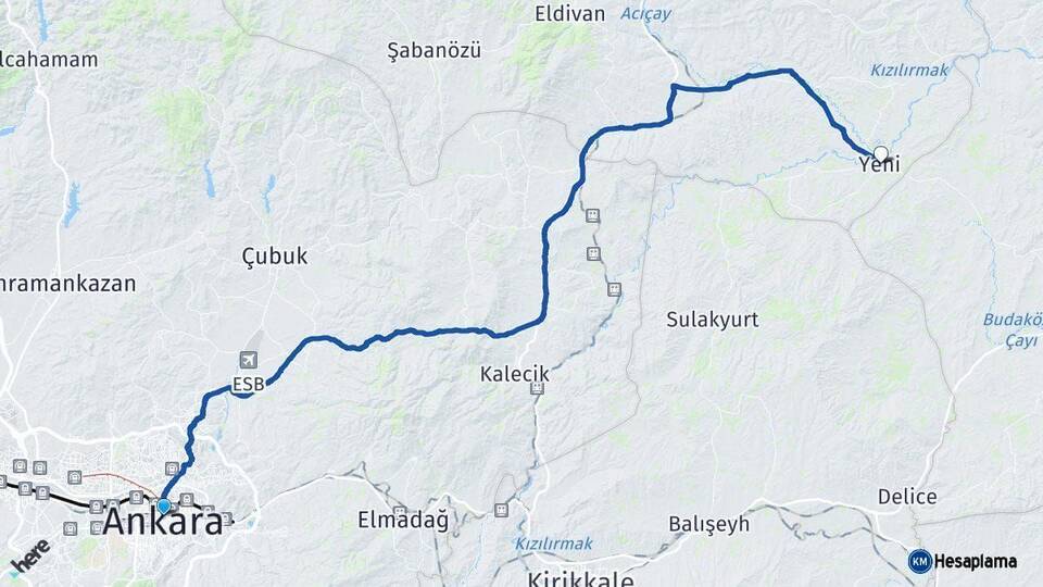 Ankara Kızılırmak Çankırı Arası Kaç Km - Yol Haritası