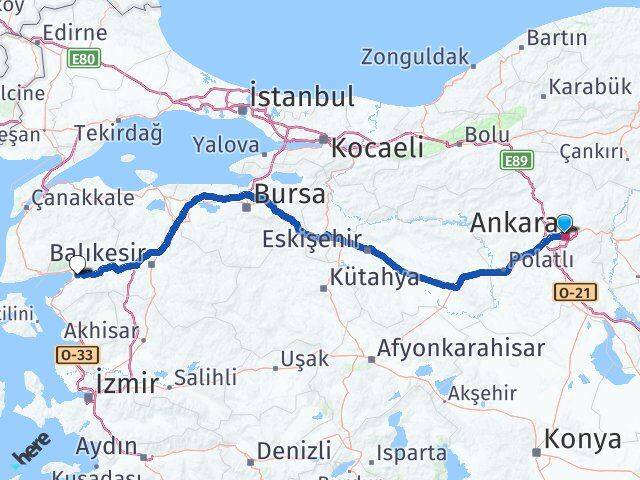 Ankara Koca Seyit Havalimanı Arası Kaç Km - Yol Haritası