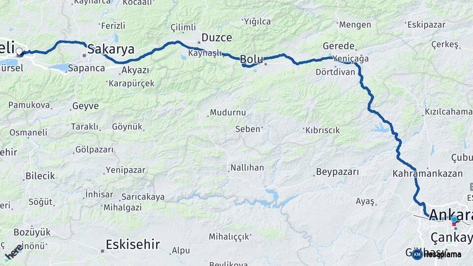 Ankara Kocaeli Arası Kaç Km - Yol Haritası