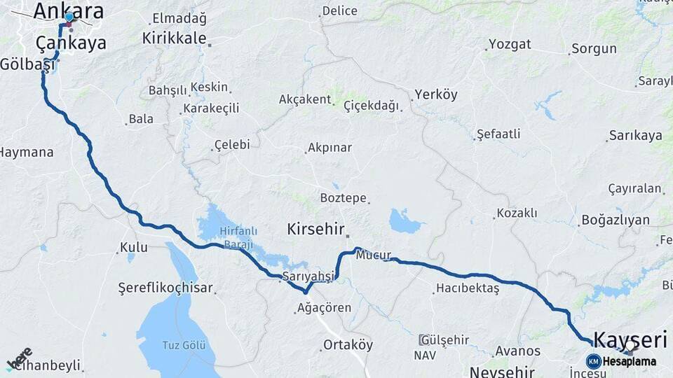 Ankara Kocasinan Arası Kaç Km - Yol Tarifi