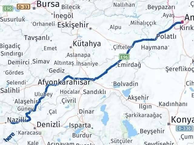 Ankara Kuyucak Aydın Arası Kaç Km - Yol Haritası