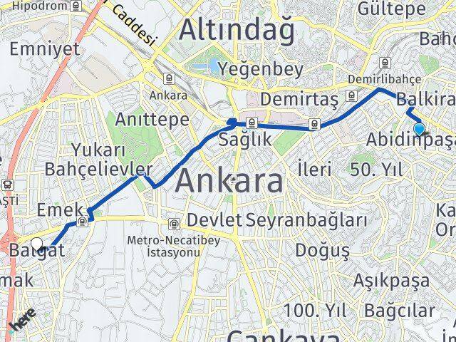 Abidinpaşa Balgat Arası Kaç Km - Yol Tarifi