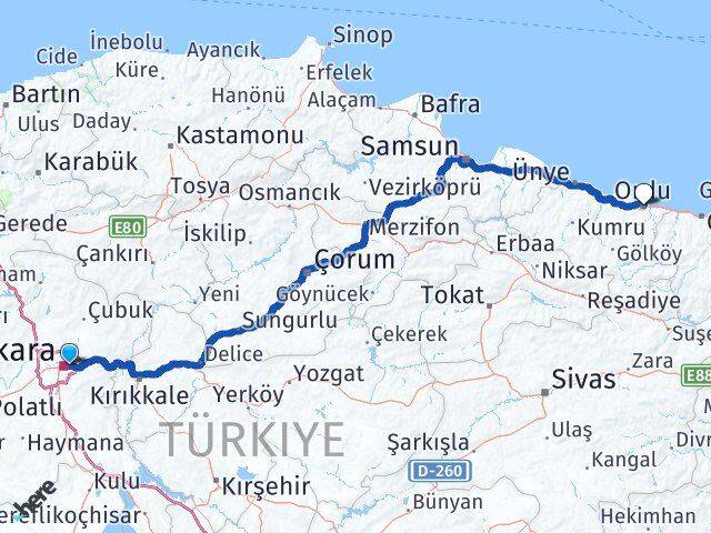 Abidinpaşa Ordu Arası Kaç Km - Yol Tarifi