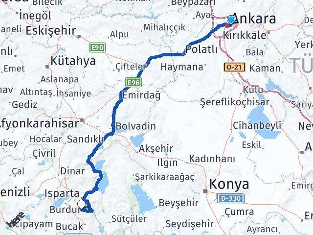 Ankara Mamak Ağlasun Burdur Arası Kaç Km - Yol Haritası