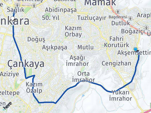 Akşemsettin Ankara Arası Kaç Km - Yol Tarifi