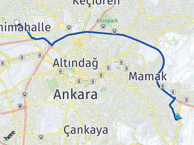 Akşemsettin Yenimahalle Arası Kaç Km - Yol Tarifi