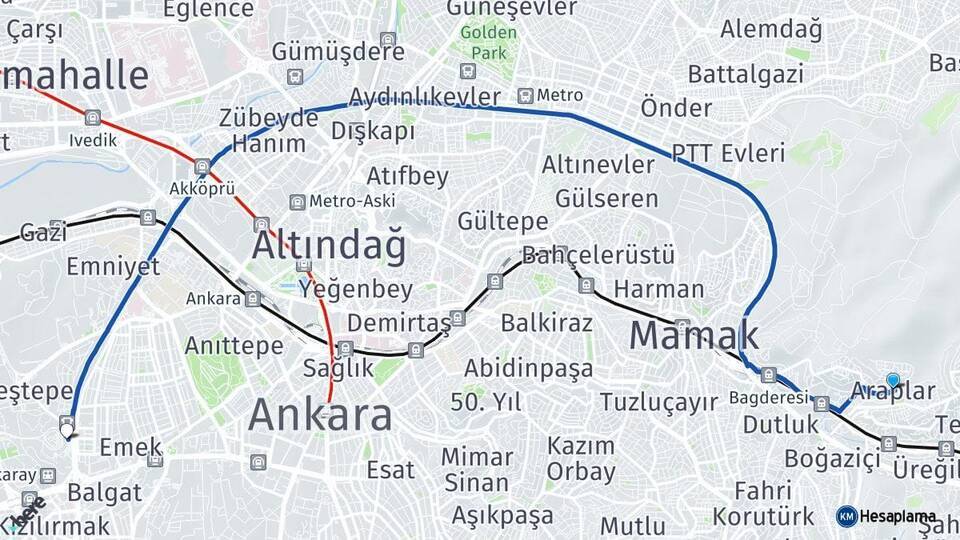Araplar Ankara AŞTİ Otogarı Arası Kaç Km - Yol Tarifi