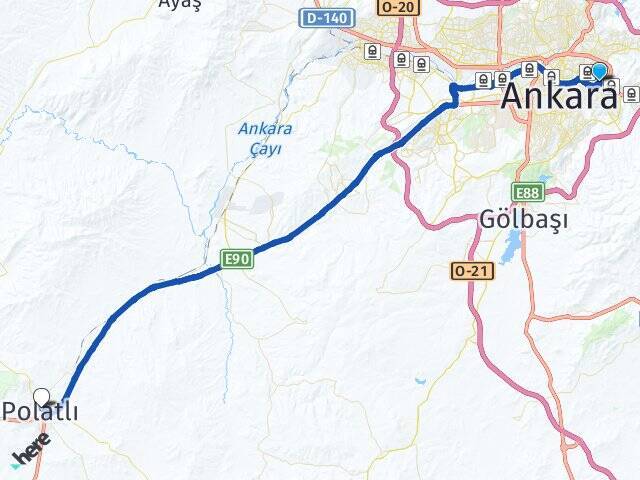 Çağlayan Polatlı YHT Garı Arası Kaç Km - Yol Tarifi