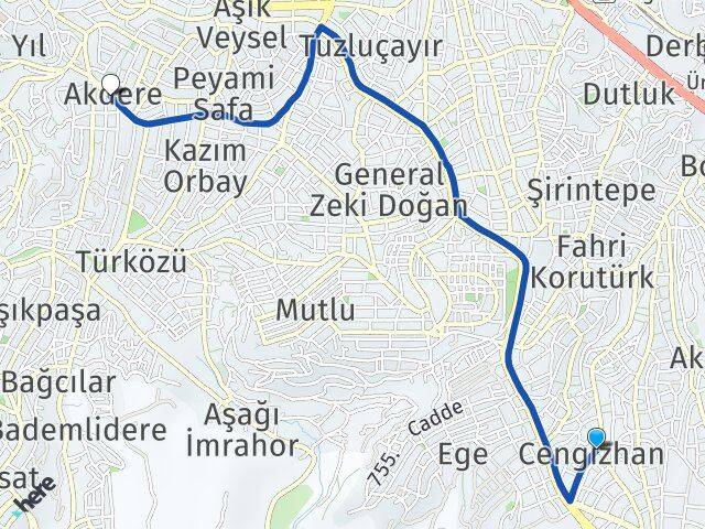 Cengizhan Akdere Arası Kaç Km - Yol Tarifi