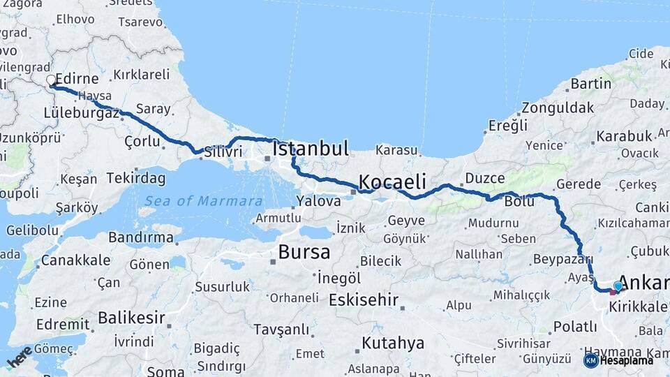 Mamak Edirne Arası Kaç Km - Yol Tarifi