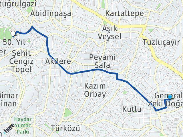 General Zeki Doğan 50.Yıl Arası Kaç Km - Yol Tarifi