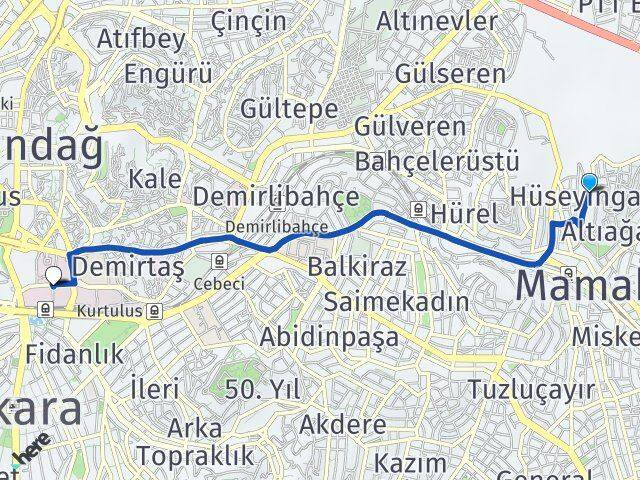 Hüseyingazi Hacettepe Arası Kaç Km - Yol Tarifi
