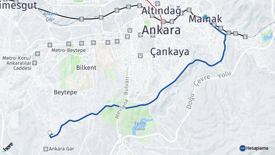 Ankara Mamak İncek Gölbaşı Arası Kaç Km - Yol Haritası