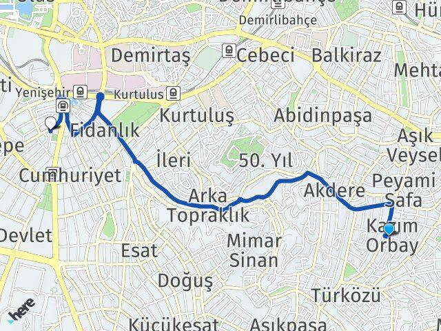 Kazım Orbay Kızılay Arası Kaç Km - Yol Tarifi