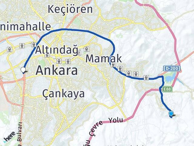Kıbrısköy Ankara AŞTİ Otogarı Arası Kaç Km - Yol Tarifi
