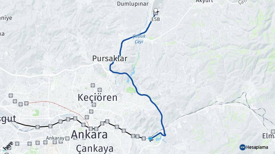 Küçük Kayaş Esenboğa Havalimanı Arası Kaç Km - Yol Tarifi
