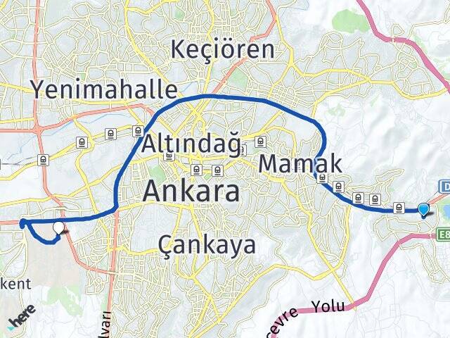 Küçük Kayaş Orta Doğu Teknik Üniversitesi (ODTÜ) Arası Kaç Km - Yol Tarifi