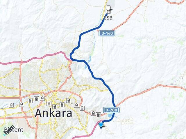 Kusunlar Esenboğa Havalimanı Arası Kaç Km - Yol Tarifi