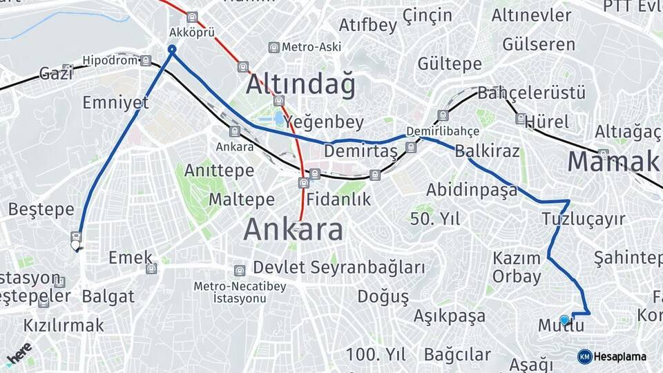 Mutlu Ankara AŞTİ Otogarı Arası Kaç Km - Yol Tarifi