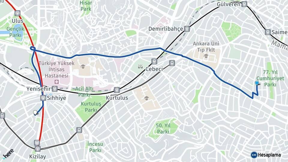 Saimekadın Kızılay Arası Kaç Km - Yol Tarifi