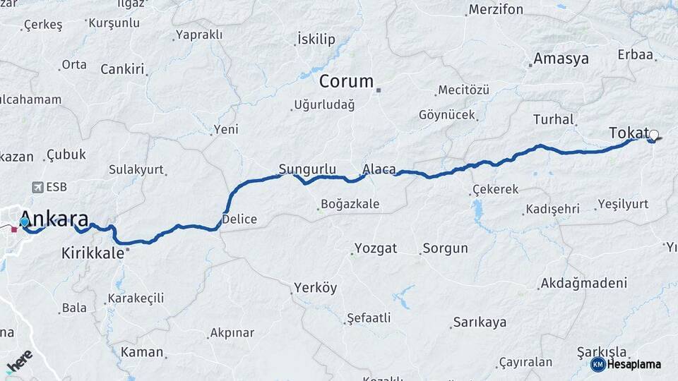 Mamak Tokat Arası Kaç Km - Yol Tarifi