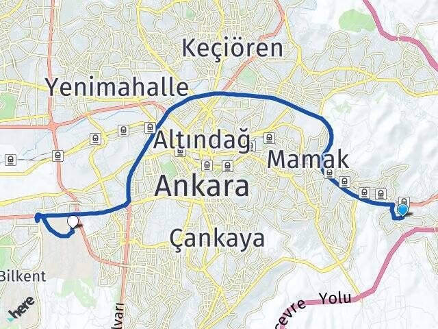 Yeşilbayır Orta Doğu Teknik Üniversitesi (ODTÜ) Arası Kaç Km - Yol Tarifi