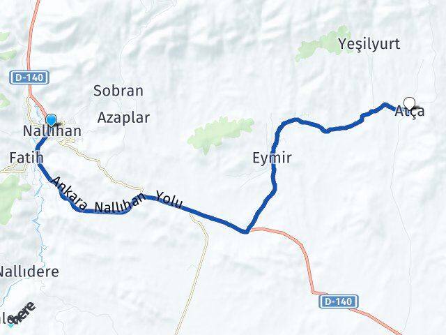 Ankara Nallıhan Atça Nallıhan Arası Kaç Km - Yol Haritası