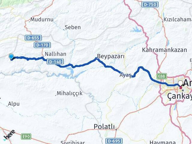 Beydili Ankara Tren Garı Arası Kaç Km - Yol Tarifi